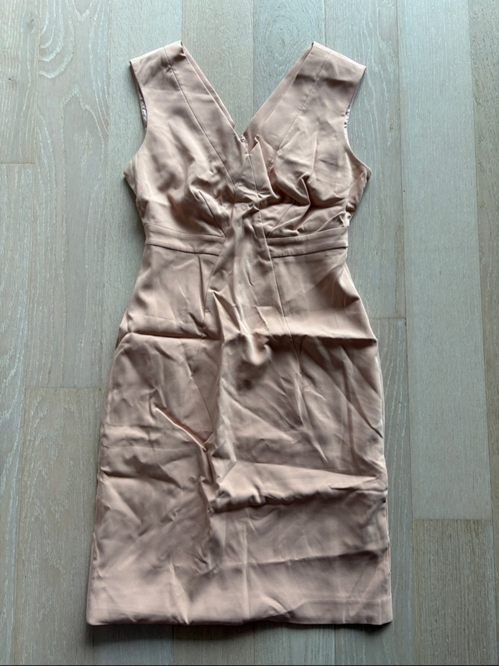Reiss Sleeveless V-Neck Midi Dress in Soft Peach